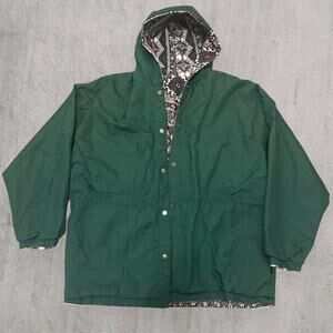 Reversible green Aztec pattern windbreaker club casual